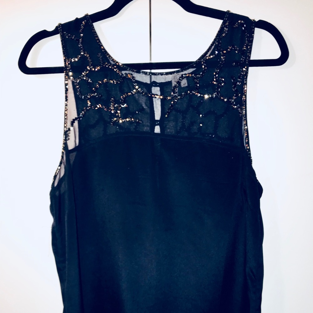 Navy blue sheer blouse